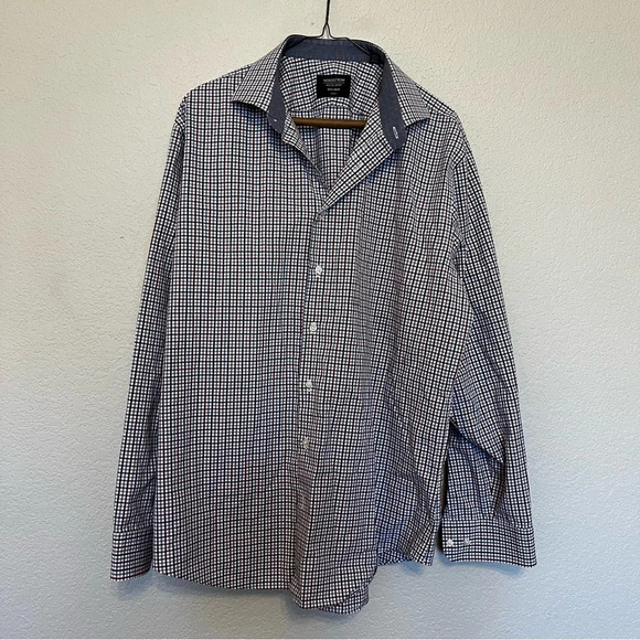 Nordstrom Men's Shop non iron plaid long sleeve button down shirt size 17 - Picture 8 of 12